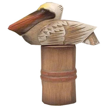 Coastal Pelican Sitting on Wood Piling 7.75 Inch Figurine Decor