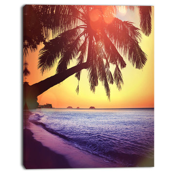 Beach with Silhouettes of Palms, Seashore Canvas Art Print, 30"x40"