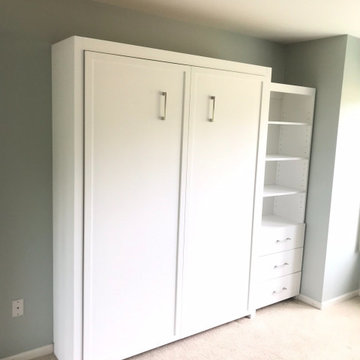 Vertical Full / Standard Size Murphy Bed Cabinet with Side Storage and Shelving
