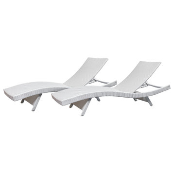 Palermo Outdoor Adjustable Wicker Chaises, Set of 2, White