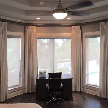 Draperies, sunscreen roller shades