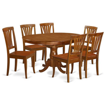 7-Piece Dining Room Set, Dinette Table, 6 Kitchen Chairs Without Cushion