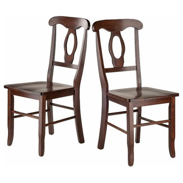 Winsome Renaissance 17.91"H Solid Wood Dining Chair in Walnut (Set of 2)