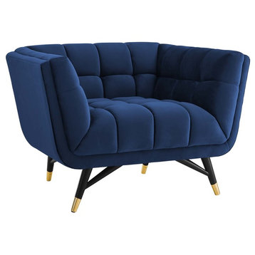 Adept Upholstered Velvet Armchair, Midnight Blue