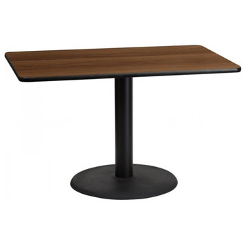 30"x48" Walnut Laminate Table Top With 24" Round Table Height Base