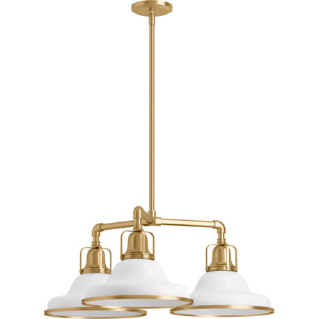 Kohler Lighting 32293-CH03 Hauksbee 30"W 3 Light Chandelier - White / Brushed