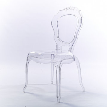 Stack Stackable Ghost Style Side Chair Dining Room Chair Armless Assembled Chair, Clear