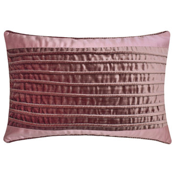 Purple Satin Velvet 12"x18" Lumbar Pillow Cover, Pintuck Patchwork Violaine
