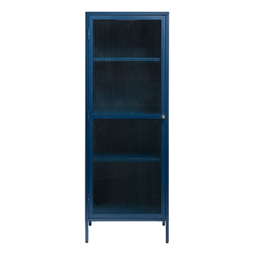 Metal & Glass 63" Display Cabinet, Blue