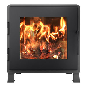 Catalyst Wood Stove Satin Black With Room Blower Fan Modern Freestanding Stoves By Mf Fire Inc