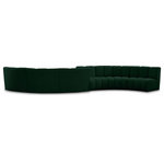 Meridian Furniture - Infinity Boucle Fabric Upholstered 6-Piece S-Shaped Modular Sectional, Green - Mix and match this Infinity boucle fabric modular chair with other items in the Infinity collection to find the best possible seating solution for your gang. Rich green boucle fabric feels welcoming and soft to the skin, so you stay seated comfortably for the big game or while watching your favorite programs. Deep channel tufting adds to the longevity and durability of this modular chair while giving it texture.