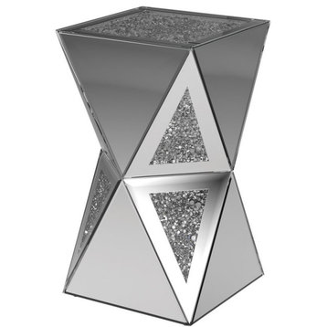 Coaster Contemporary Glass Geometric Base Side Table in Silver
