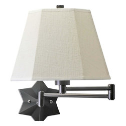House of Troy Swing-Arm Wall Lamp Oil Rubbed Bronze with Linen Hardback Shade - Swing Arm Wall Lamps