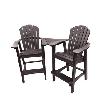 Phat Tommy Tall Adirondack Chairs Set of 2, Poly Outdoor Bar Stool Chairs, Espresso