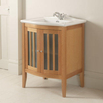 Modern Style Vanity Unit In Wood and Glass