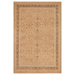 Bareens Designer Rugs - Shabby Chic Ziegler Bari Rose/Chocolate Wool Rug - 9'1'' x 11'10'' - A Persian influenced Turkish hand knotted rug made by skilled artisans capable of creating the most exceptional vegetable dyes and hand-spun New Zealand wool. This gorgeous one of a kind Peshawar Kafkaz handmade rugs is also known as a Chobi Ziegler Rug. This gorgeous rug is extremely versatile and is famous for its pleasing color palette and informal design that works in a myriad of interiors. It has been expertly hand-tied, finished, sun-dried, and can contain up to 1.5 million knots. It takes 4 skilled artisans to hand knot this rug nine to twelve months to complete this piece of art. The invigorating colors and patterns in this rug will give your home an elegant and fresh appearance. While drawing upon the coloring and patterns of antique rugs, contemporary Peshawar pieces incorporate modern design motifs and feature vibrant color tones. Give your room a luxurious look and feel with this beautiful rug with gorgeous color pallet. The intricate design allows this oriental rug to create a royal ambience in any d�cor. Hand knotted construction and natural fibers gives this rug soft feel under your feet.