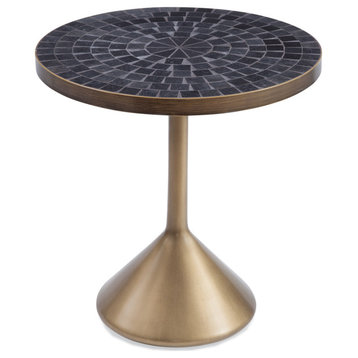 Marirose Accent Table, Black, Brass