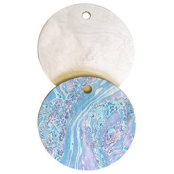 Amy Sia Marble Pale Blue Cutting Board Round, 11.5"x11.5"
