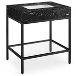 Meridian Furniture - Marmo Bathroom Vanity, Black, 30" Wide, Matte Black Finish - Give your bathroom a fresh new look with this Marmo 30-inch bathroom vanity. This eye-grabbing vanity gives your restroom a spa vibe that's oozing contemporary charm and sophistication. The black engineered stone sink features white veining for an upscale presentation and rests on a matte black-finish stainless steel base for long-lasting beauty and performance. Ceramic construction ensures durability, so you can count on this 30-inch sink lasting for the long haul.