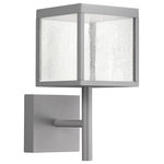 Access Lighting - Reveal Outdoor Square LED Wall Sconce, Satin Gray, Seeded Glass - Features: