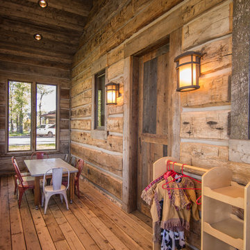 Wyoming Ranch Project - Hand-Hewn Skin Siding and Antique Gray Barnwood Ceiling