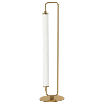 Freya 1 Light LED Table Lamp, Aged Brass, White Acrylic