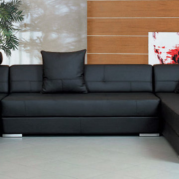 Modern Black Leather Sectional Sofas