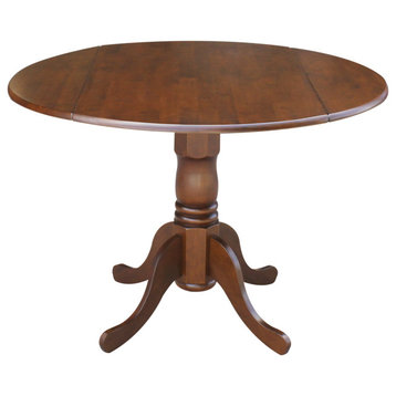 42" Round Dual Drop Leaf Pedestal Table, Espresso
