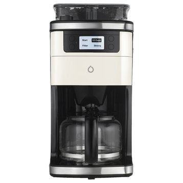 Coffee Maker With Built-in Grinder, and 3 Interchangeable Color Panels