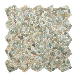 CNK Tile - Small Sea Green Pebble Tile, 12x12 mesh, eco-friendly, for showers - Mosaic Tile