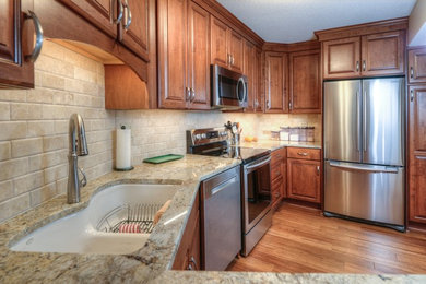 Kitchen - modern bamboo floor kitchen idea in Chicago