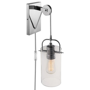 Nordhaven 1-Light Chrome Plug-In or Hardwire Wall Sconce