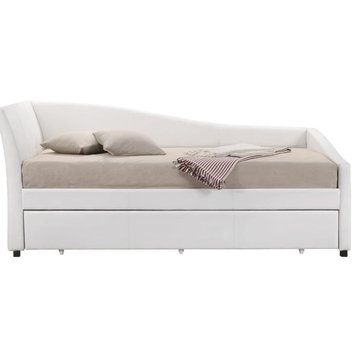 Daybed And Trundle, Twin Size White Pu