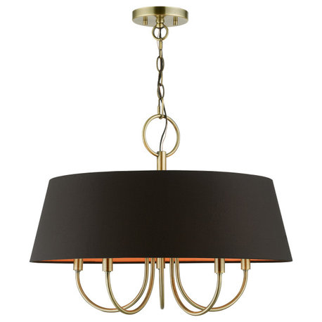 Livex Lighting 5 Light Antique Brass Pendant Chandelier