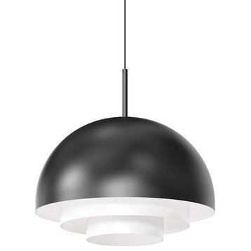 Sonneman Studio Exclusives Modern 1-Light 16" Dome Pendant, Sat Black, 3523-25