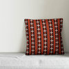 Folk Flower Pattern, Red Outdoor Throw Pillow, 16"x16"