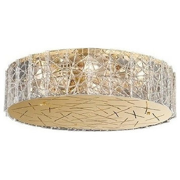 Round gold crystal ceiling chandelier for living room, dining room, bedroom, 23.6"