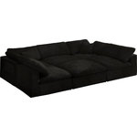 Meridian Furniture - Cozy Velvet Upholstered Comfort 6-Piece U-Shaped Modular Sectional, Black - Bring home this Cozy 6-piece sectional for a fresh new look. Embrace casual elegance with this Cozy velvet cloud-like comfort modular fiber-filled seating option. Handsome from all angles, this piece features soft black velvet upholstery to make it an easy fit in any room. This modular piece can be combined with other items in the Cozy collection to create a seating group of your dreams. The cushions on this piece are exceptionally comfortableand filled with fiber for luxury that you deserve as you rest and relax.