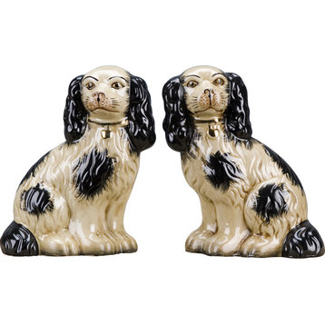 Staffordshire Reproduction Dogs, 9.5", Black, 2-Piece Set