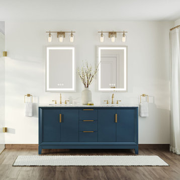 The Ezra Bathroom Vanity, Monarch Blue, 72", Double Sink, Freestanding