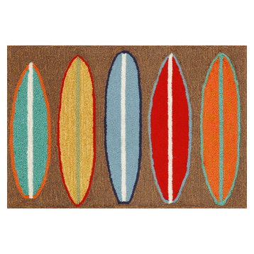 Liora Manne Frontporch Surfboards Indoor/Outdoor Rug Brown 2'x3'
