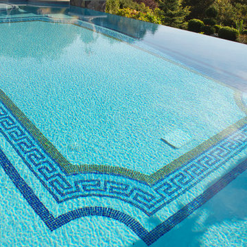 NJ Landscape Architecture Design- Glass Tile Mosaic Infinity Edge Pool