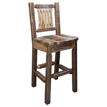 Montana Woodworks Homestead 30" Solid Wood Barstool with Back in Brown