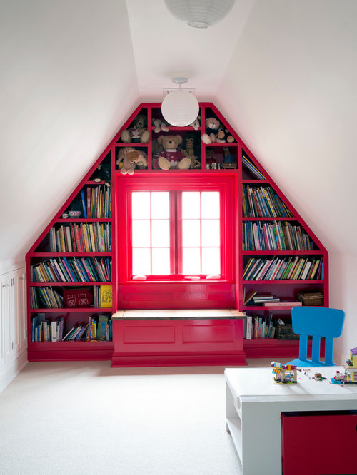 Bookshelves In Attic Houzz
