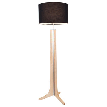 Forma - LED Floor Lamp - Black Shade, Wood: Maple, Black Anodized Aluminum