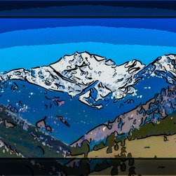 Landscape Art - Mt Gardner in the Spring Abstract Painting - Omaste Witkowski ow - Fine Art Prints
