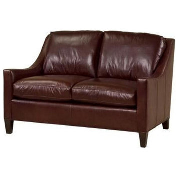 Chic Leather Loveseat Sofa  Top Grain Leather  Wood Frame