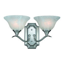 Door Corner - Dover Series Satin Nickel Interior Lighting Collection, 2-Light Wall Sconce - Wall Sconces