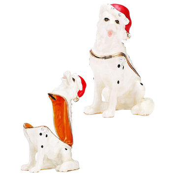 Hand-Painted Holiday Christmas Dog Trinket Box