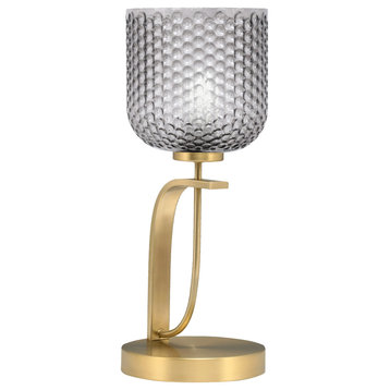Cavella Accent Lamp In New Age Brass Finish, 7" Smoke Textured Glass